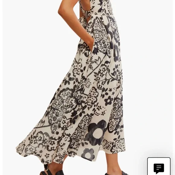 NWT Free People Ultraviolet Floral Black and White Maxi Dress - Picture 6 of 7